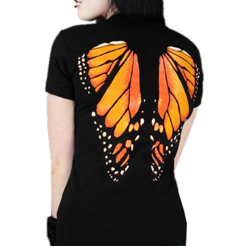 Orange Butterfly black T-shirt Cbkreation