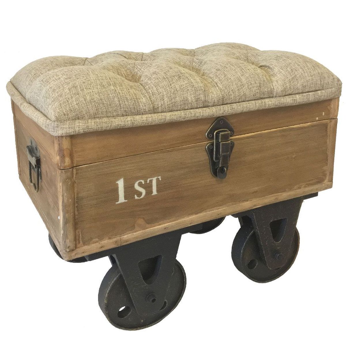 Safe ottoman on wheels Industrial style