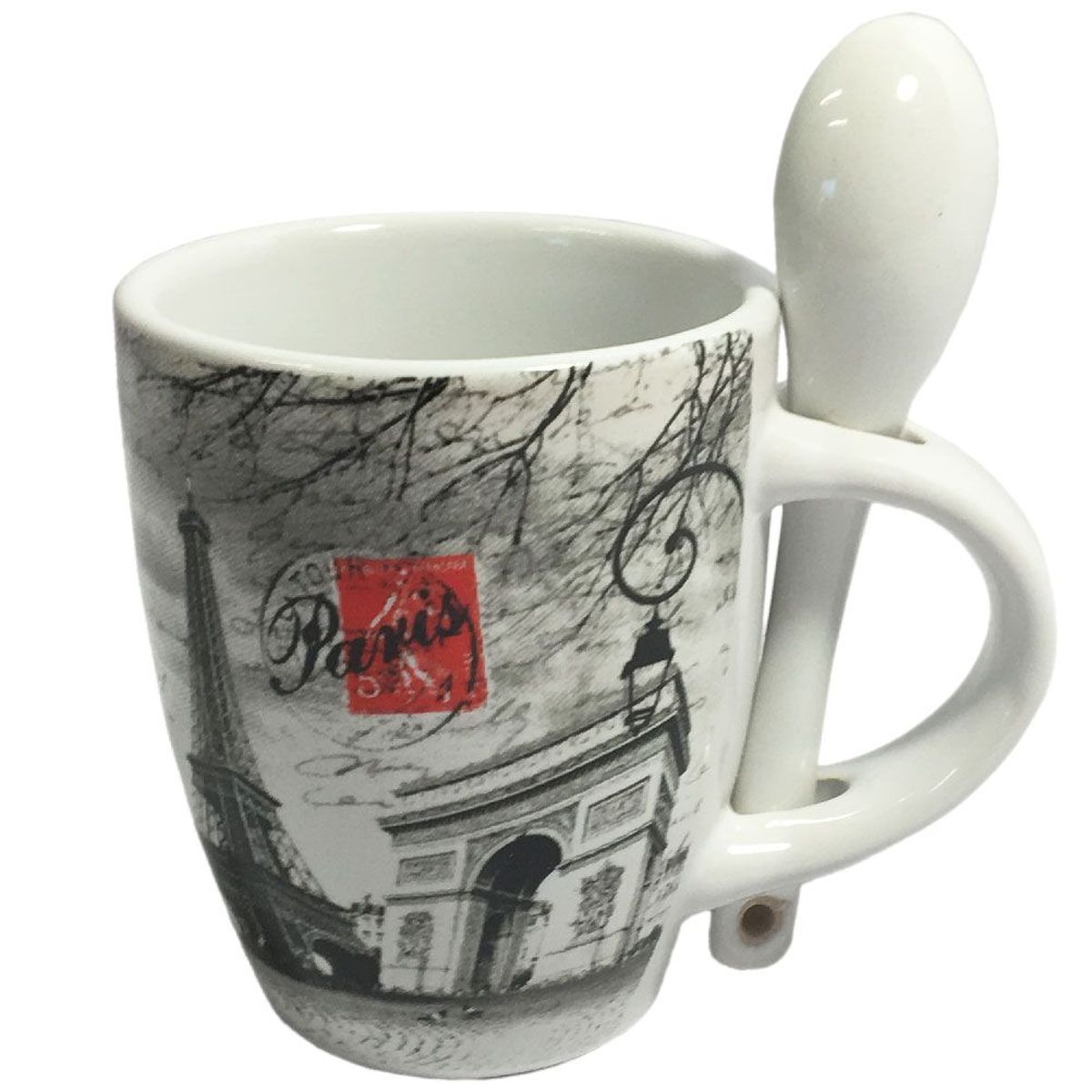 Paris Coffee cup with spoon Black and White model