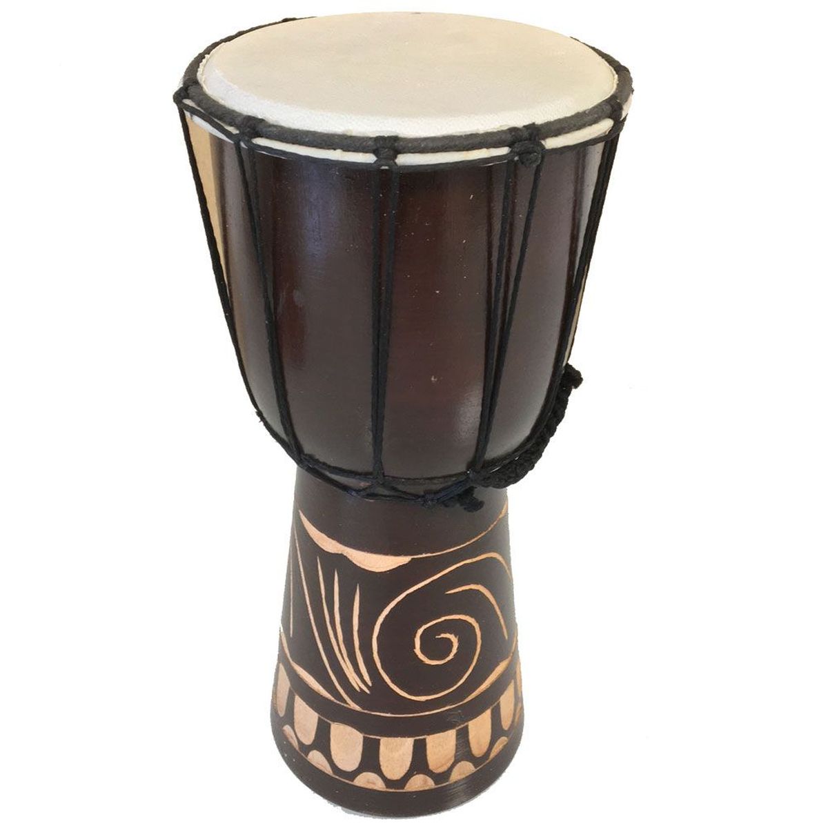 Deco wooden carved drum 29 x 14 cm