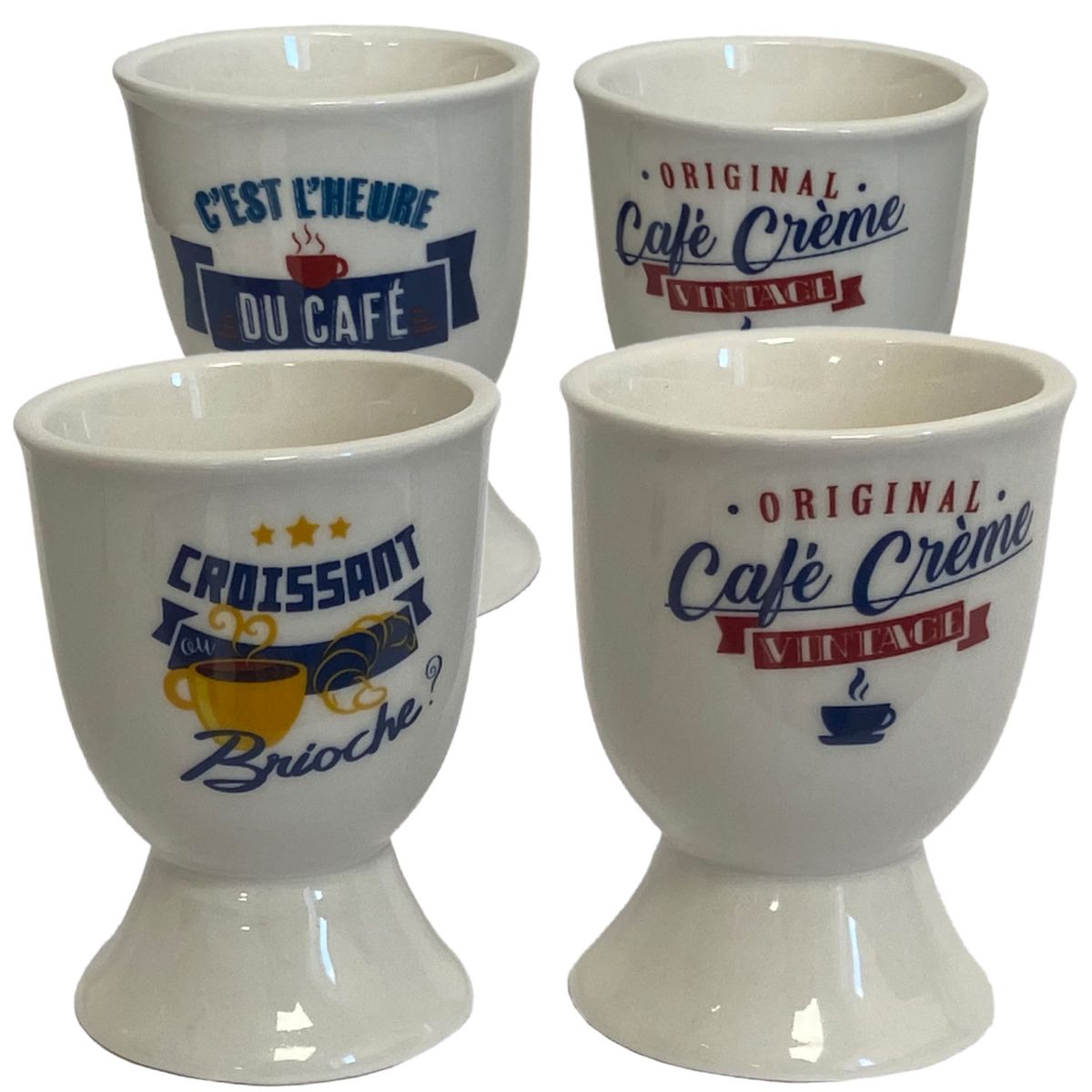 Set of 4 retro coffee ceramic egg cups