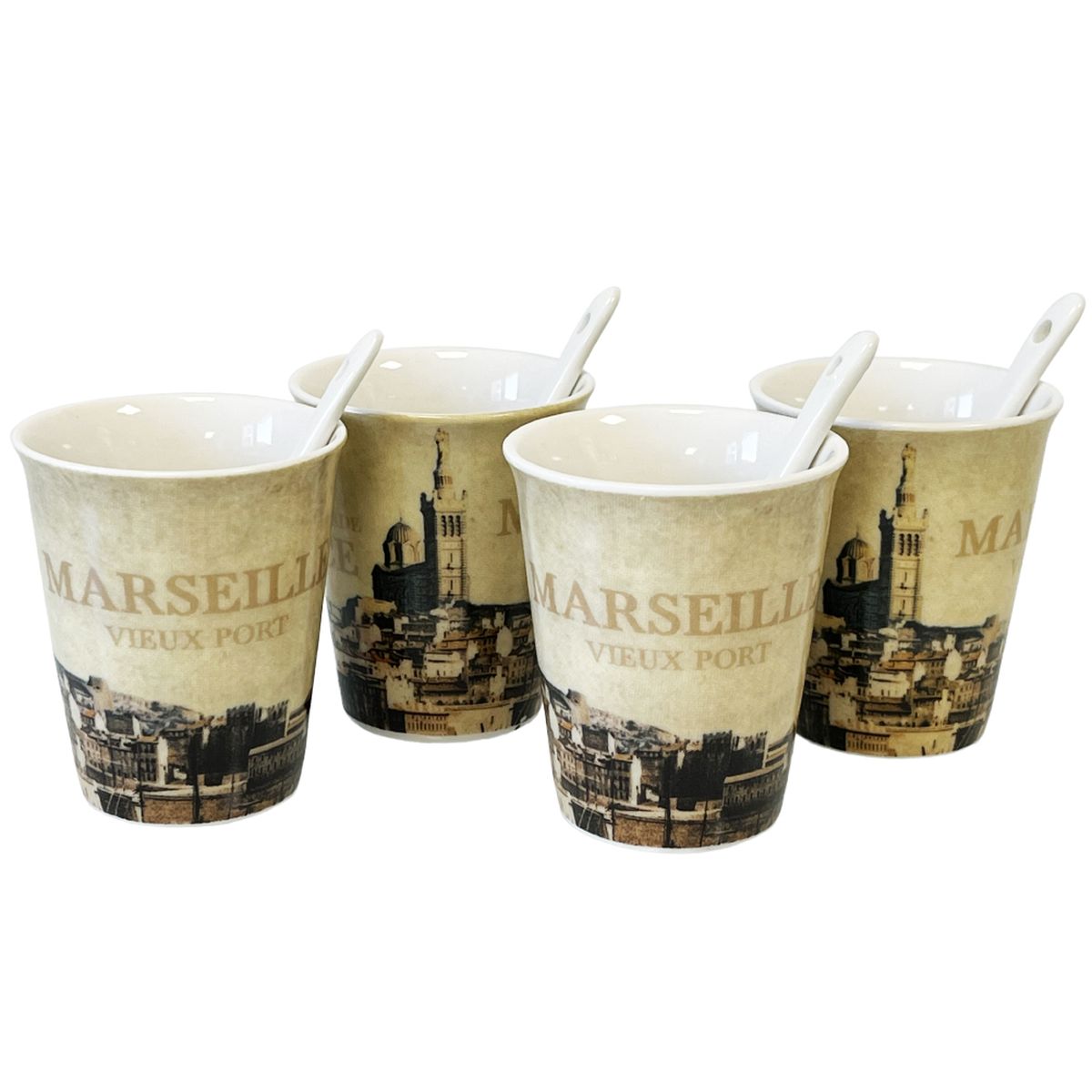 Set of 4 Ceramic Espresso Cups - Marseille