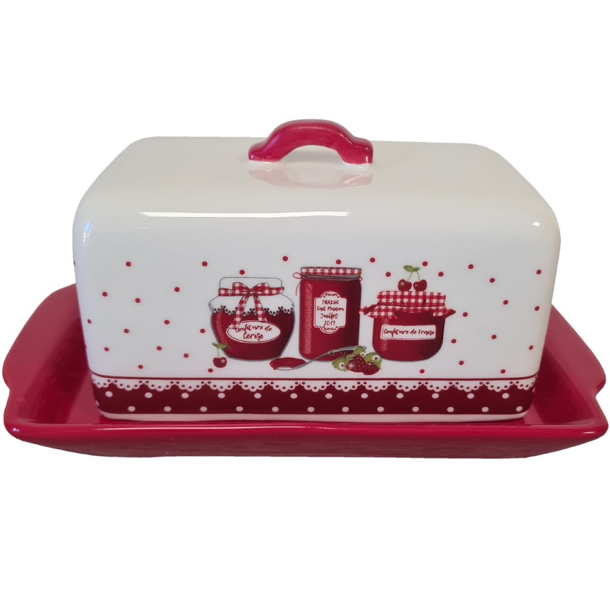 Strawberries jam butter dish