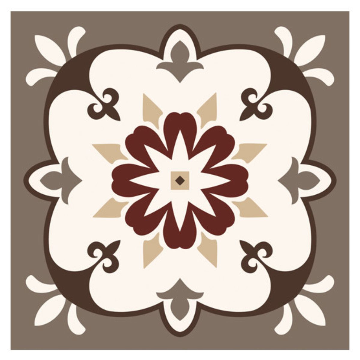 6 Cement tile stickers 15 x 15 cm - Gray and Brown