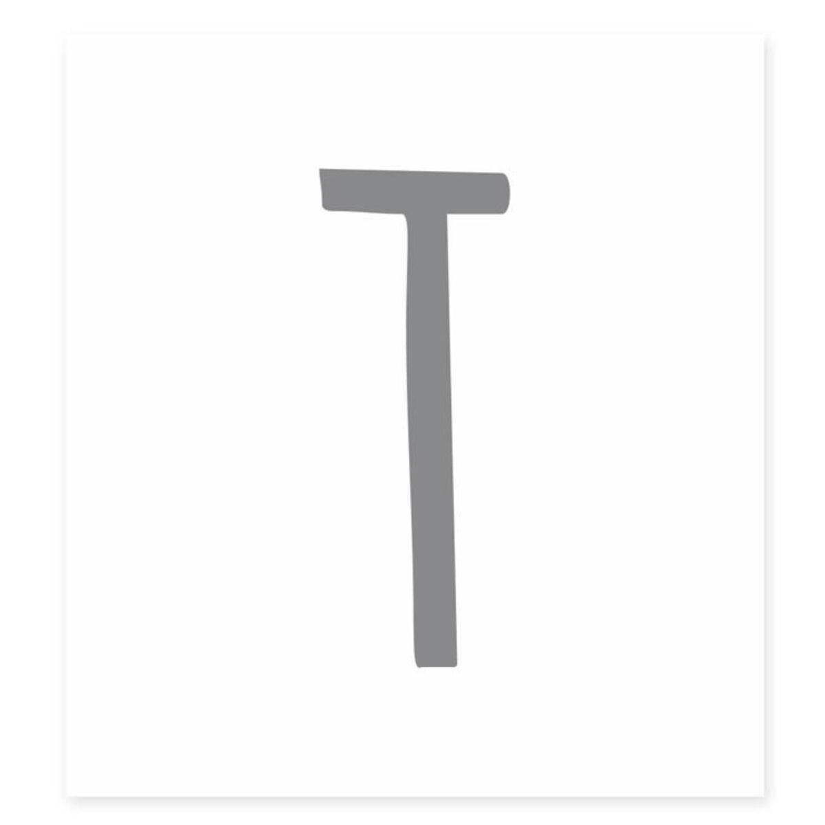 Letter T Wall Decor Sticker - Gray