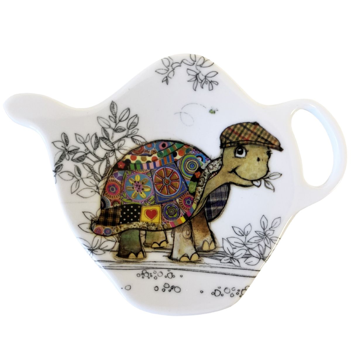 Jane Crowther Bug Art Turtle saucer for tea bag