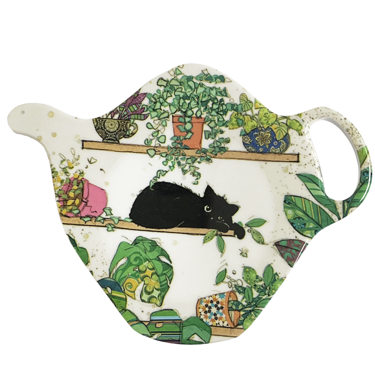 Saucer for tea bag - kitten and plants
