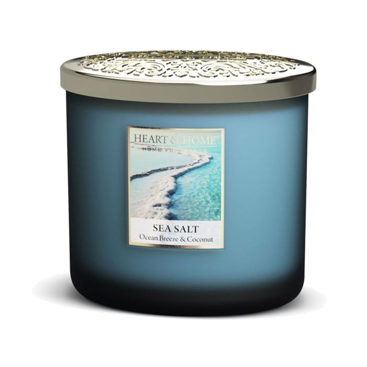 Elliptical Candle with 2 Wicks Heart and Home Sea Salt