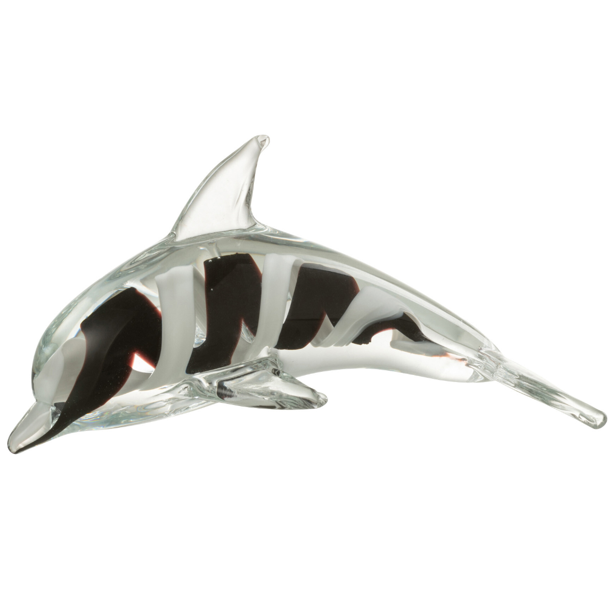 Glass dolphin paperweight 23 cm - black and white
