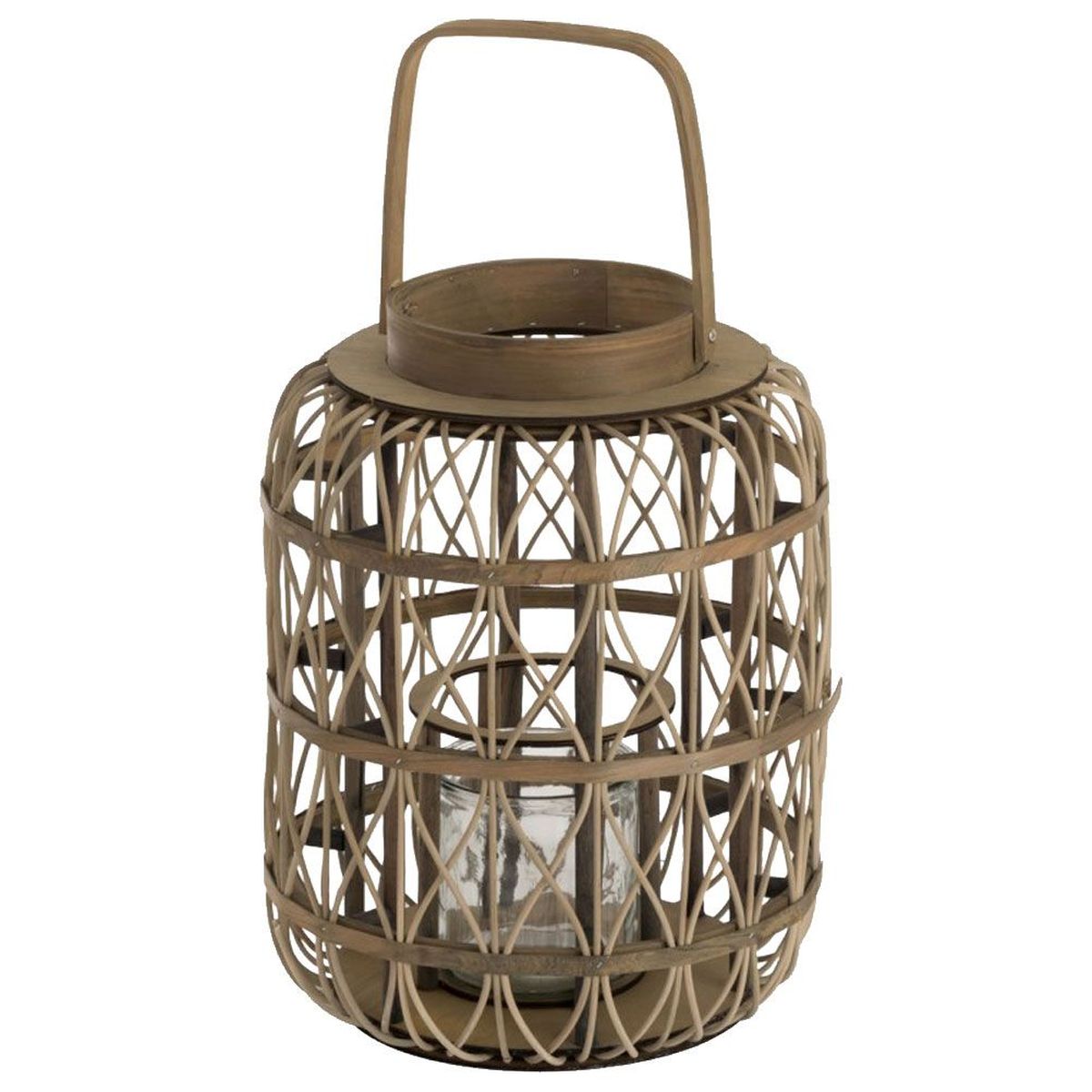 Round Rattan candle holder