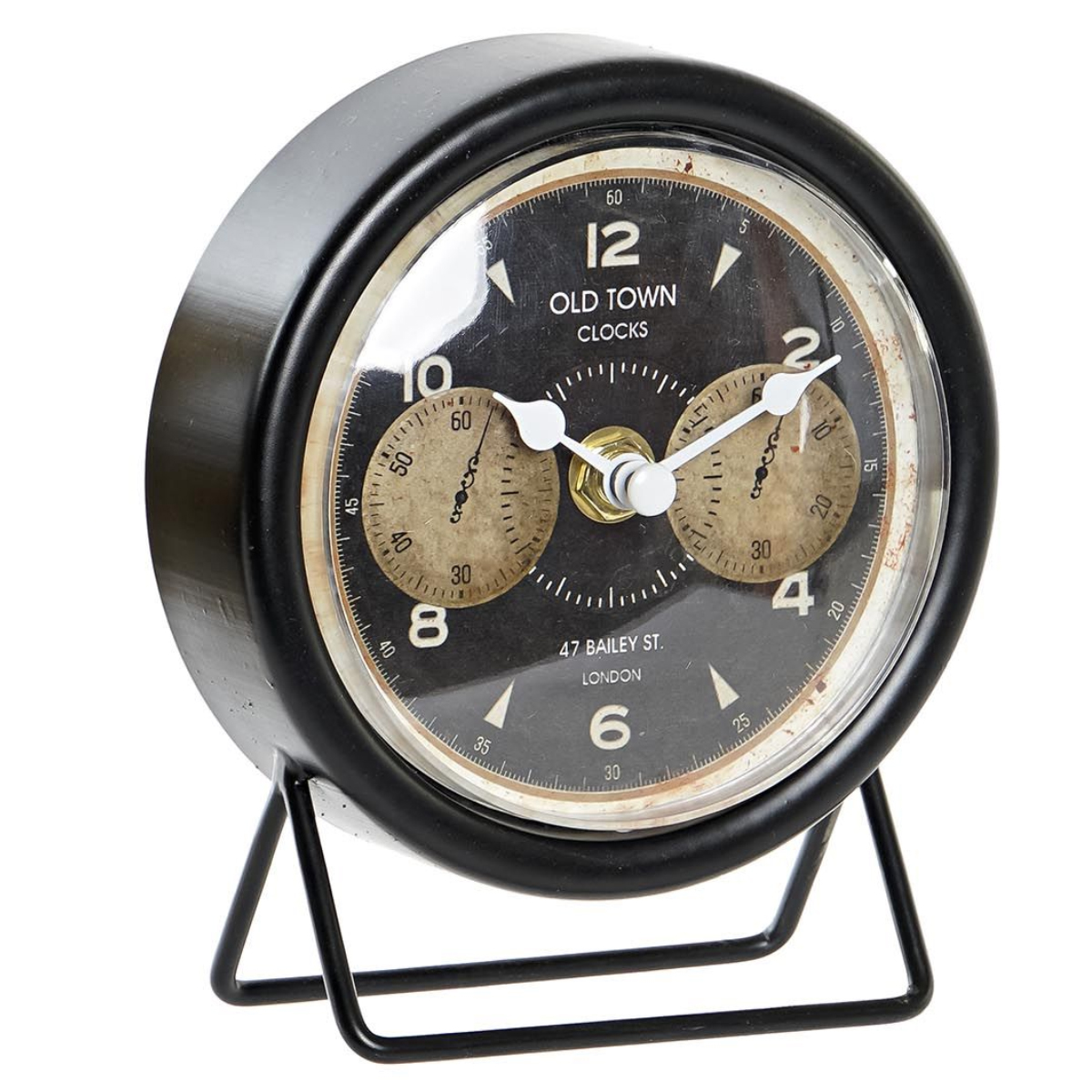 Clock on feet retro black 14 cm