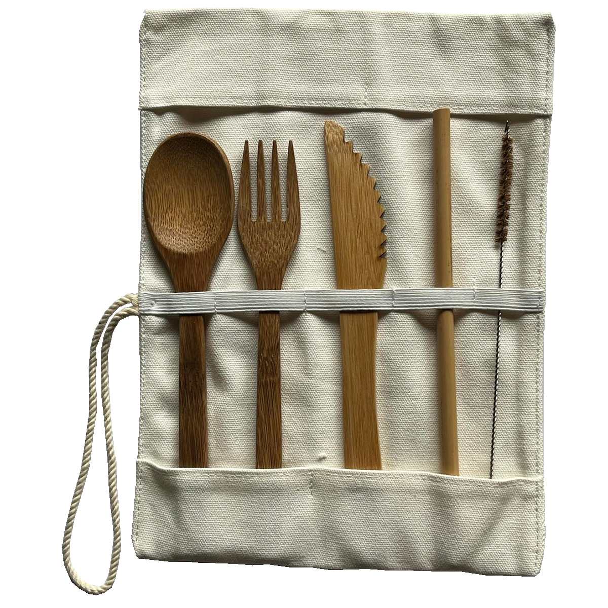 Bamboo cutlery set with organic cotton case