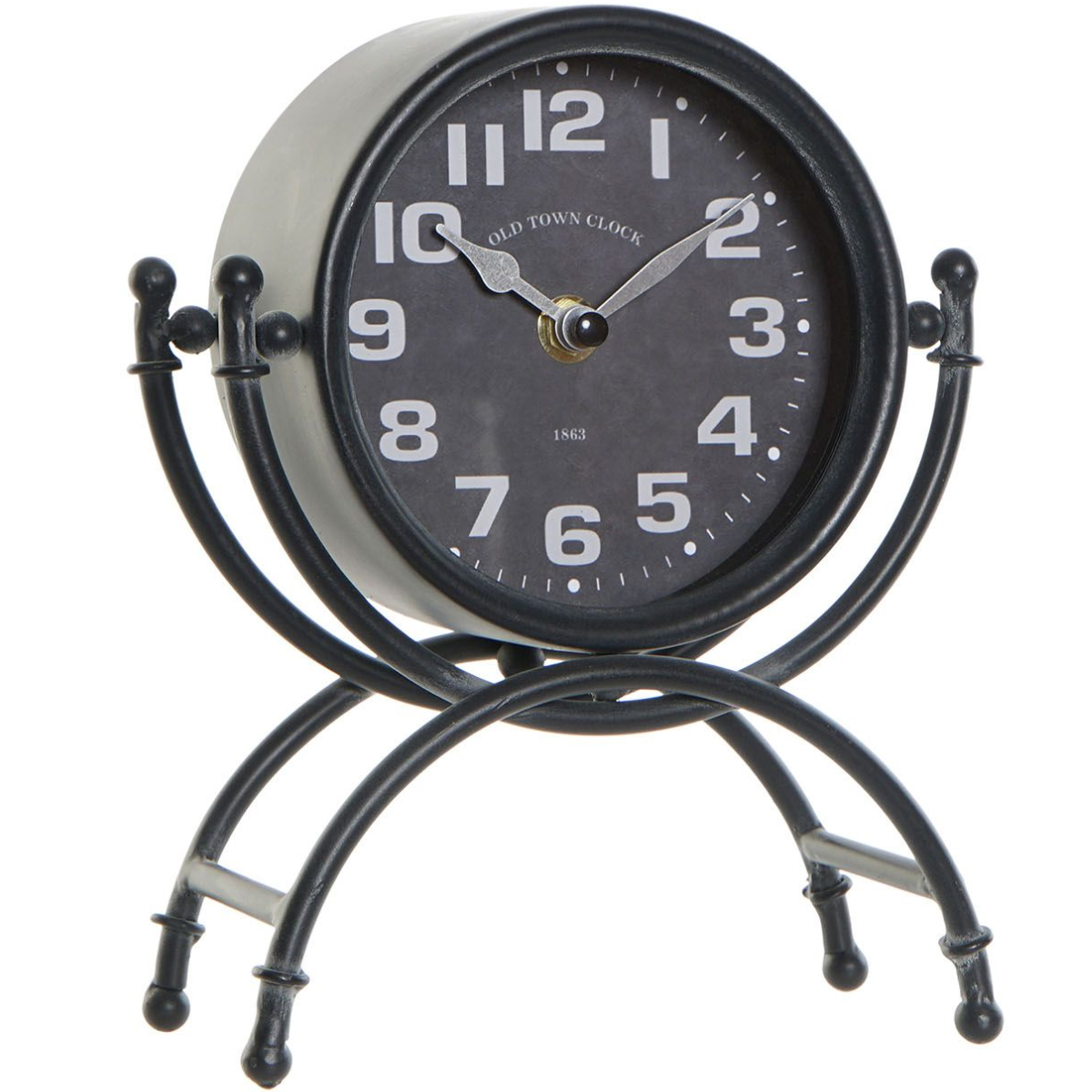 Clock on retro feet in black metal 21 cm
