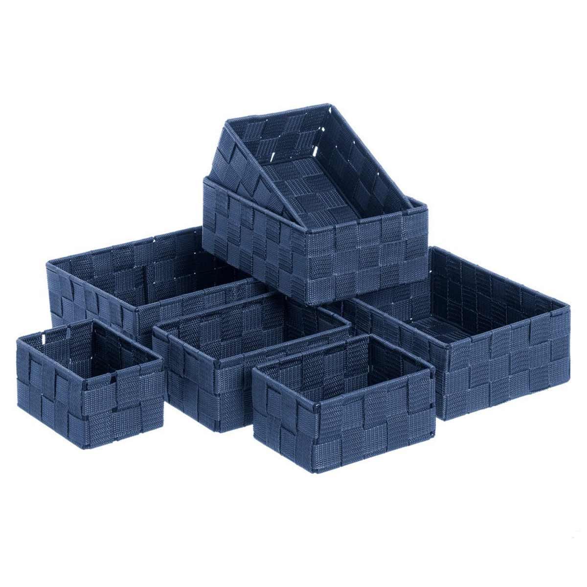 Set of 7 decorative baskets - blue