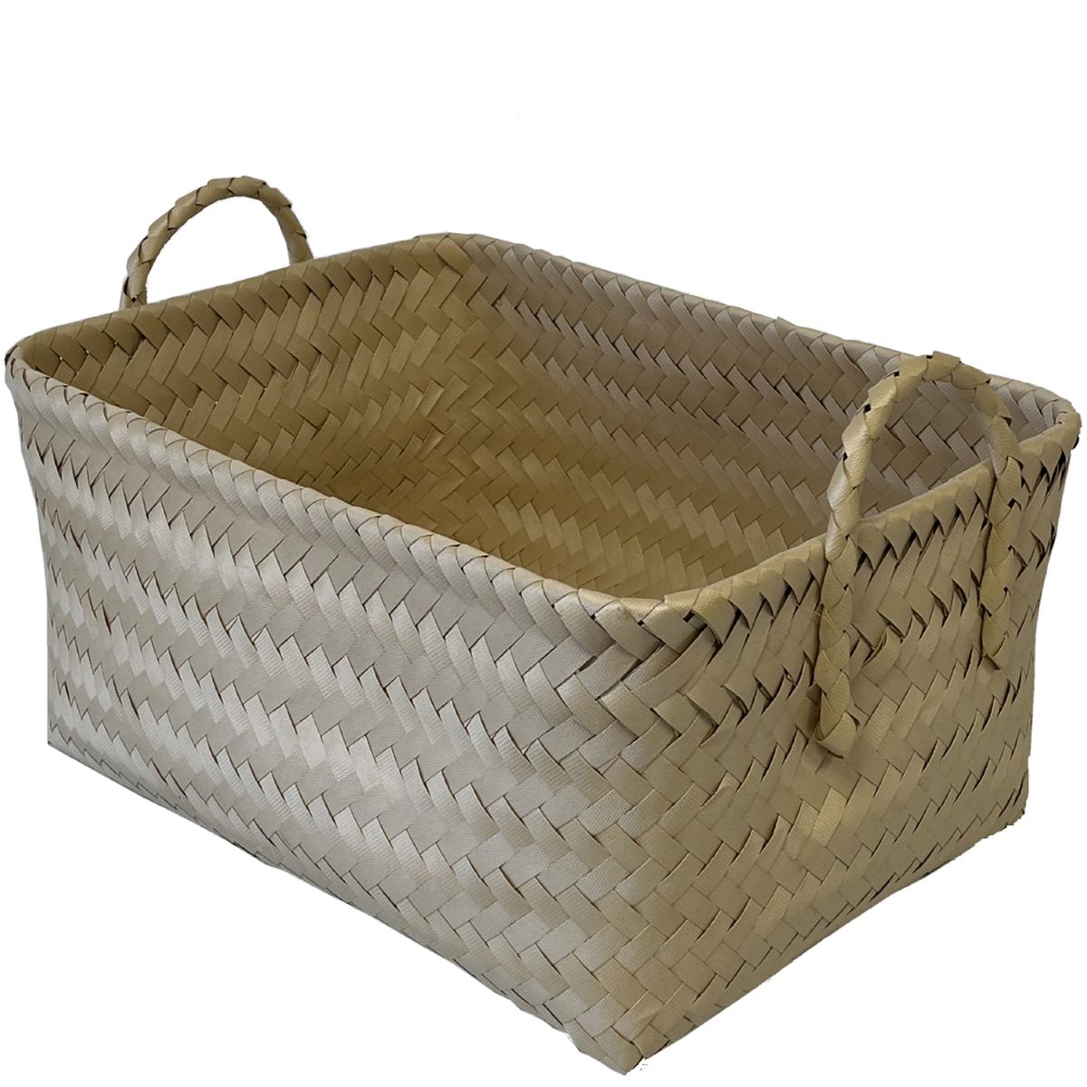 Braided paper fiber basket - Beige - 40 cm