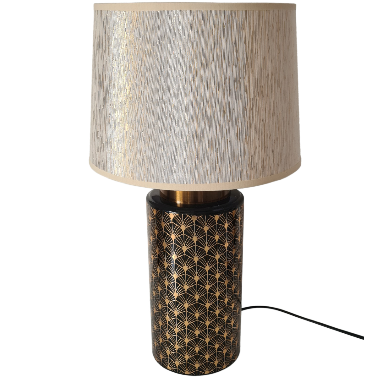 Black and gold art deco table lamp 49 cm