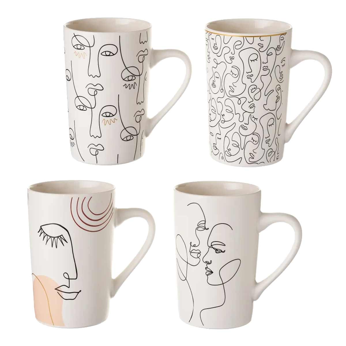 Set of 4 ceramic mugs