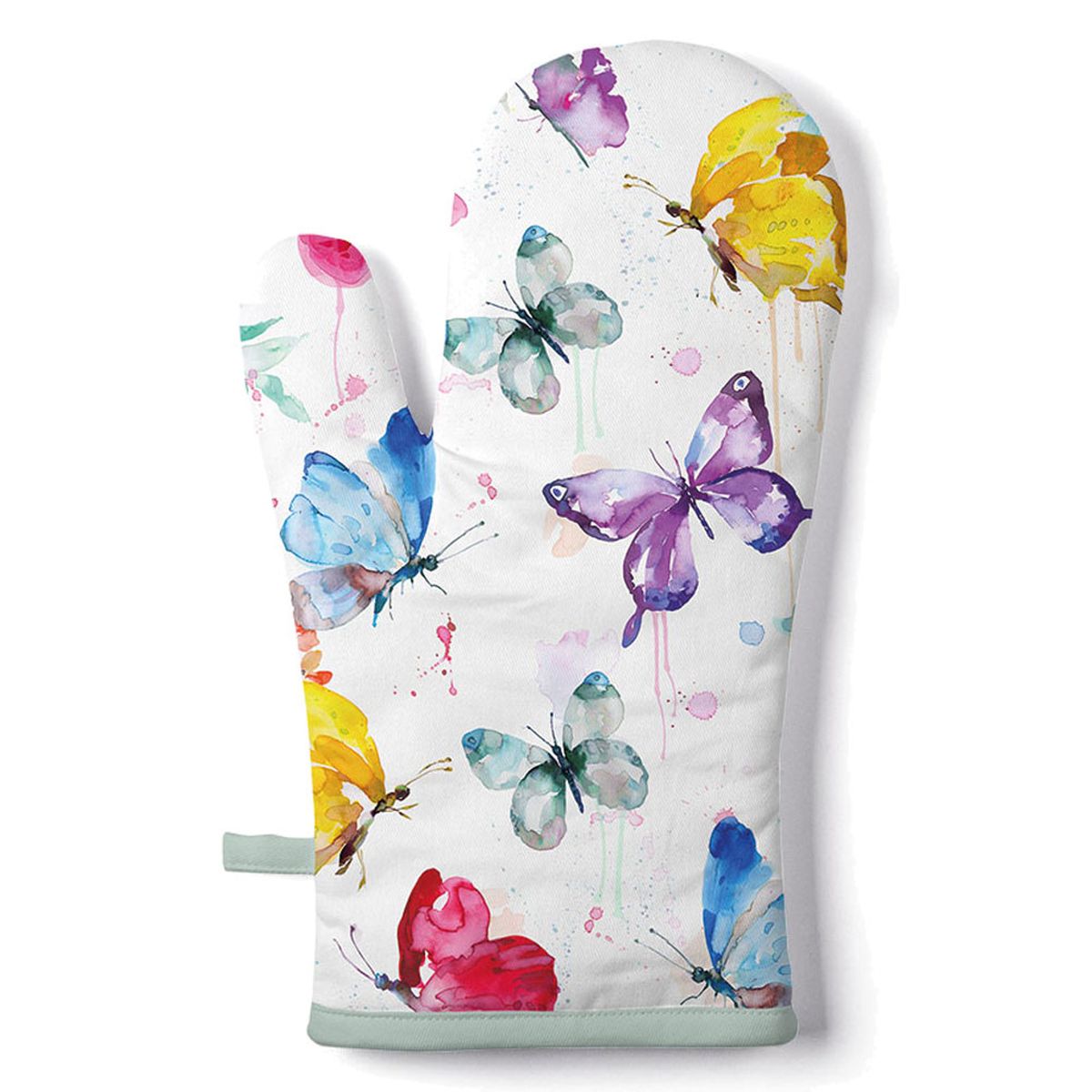 Oven Mitt Butterfly Collection White