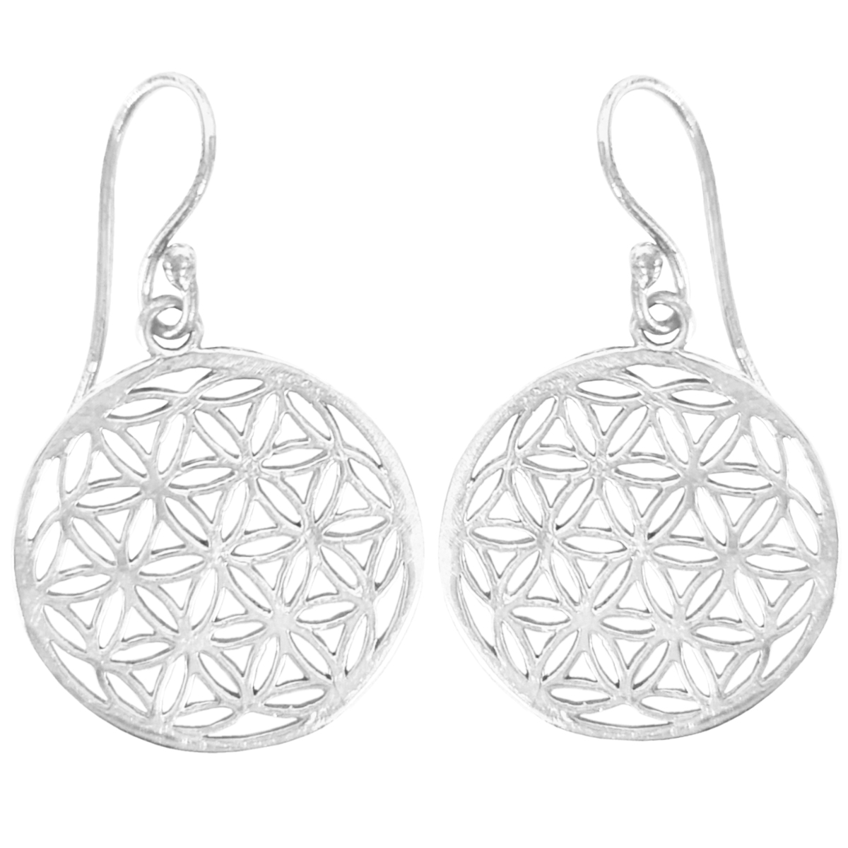 Flower of life earrings brass silver-colored