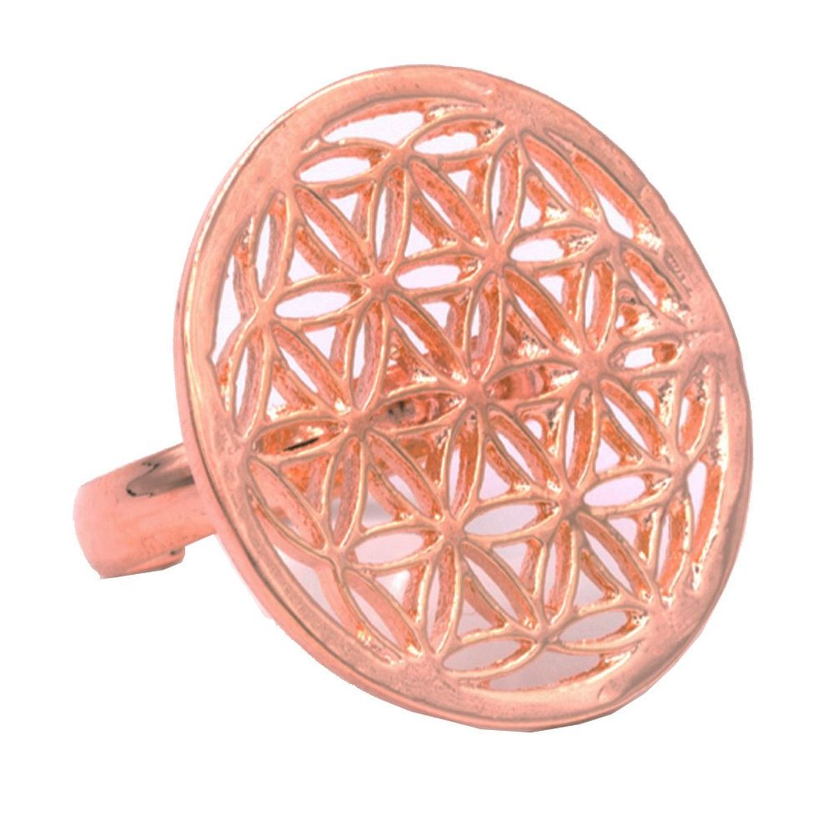 Ring flower of life brass copper colour