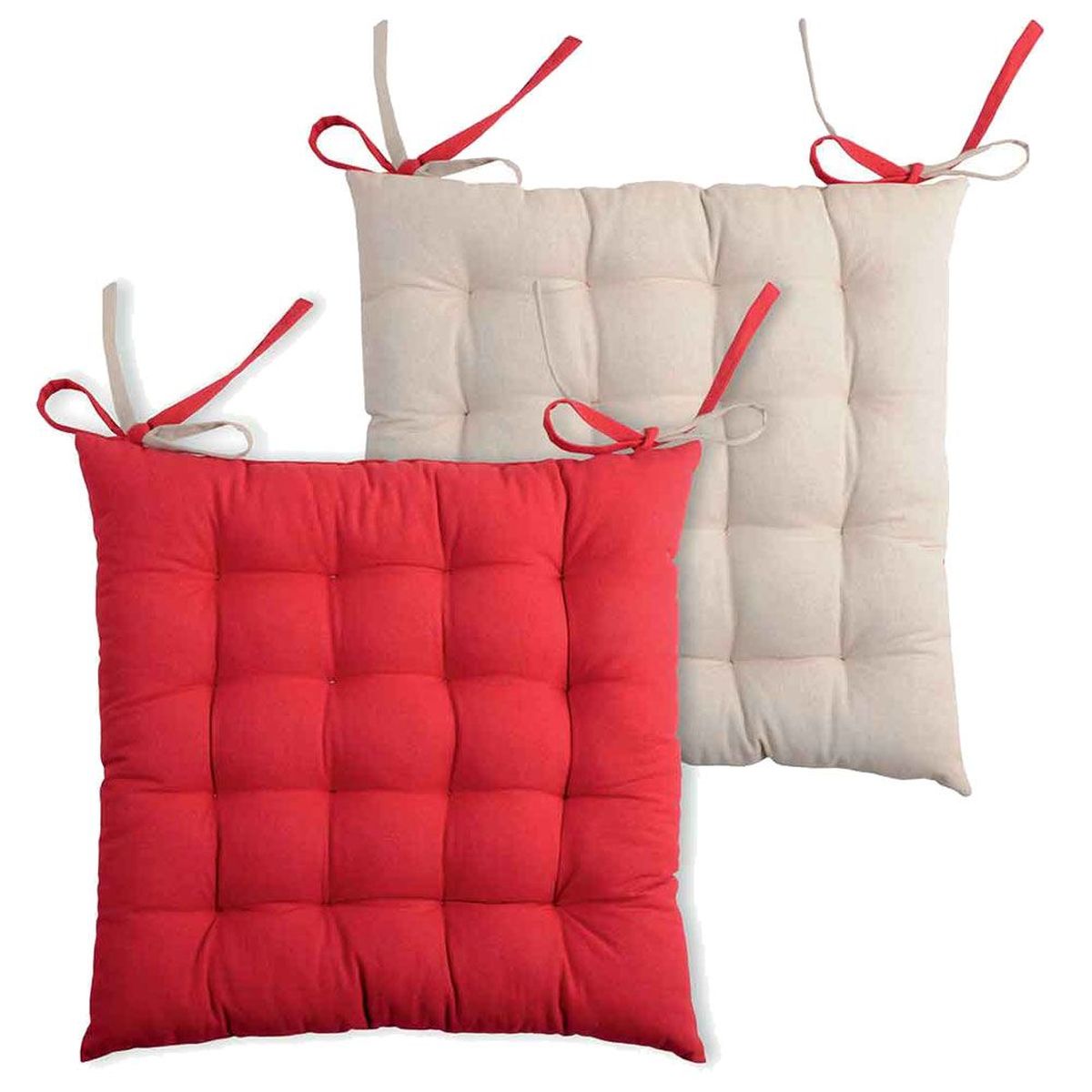Reversible two-tone chair cushion in cotton - Lin and Red