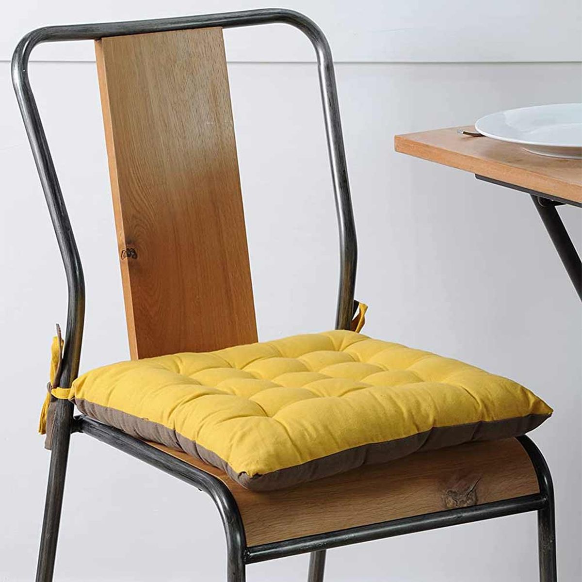 chair cushion - 2 sides - Brown and Yellow 40 cm