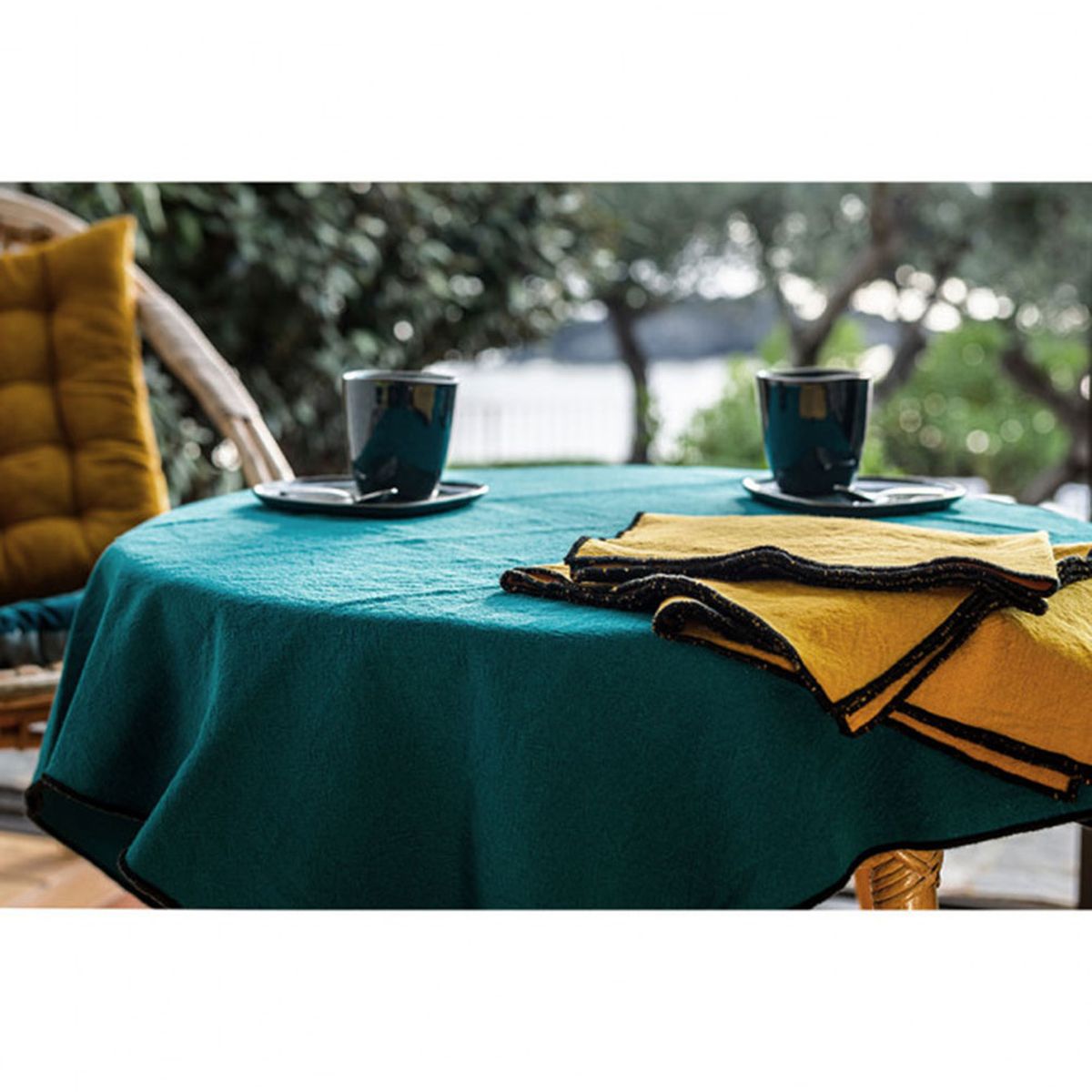 Washed dyed cotton tablecloth