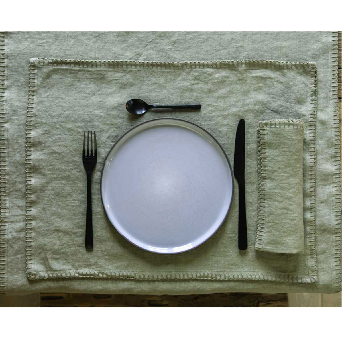 Set of 6 washed linen placemats - Romance Romarin
