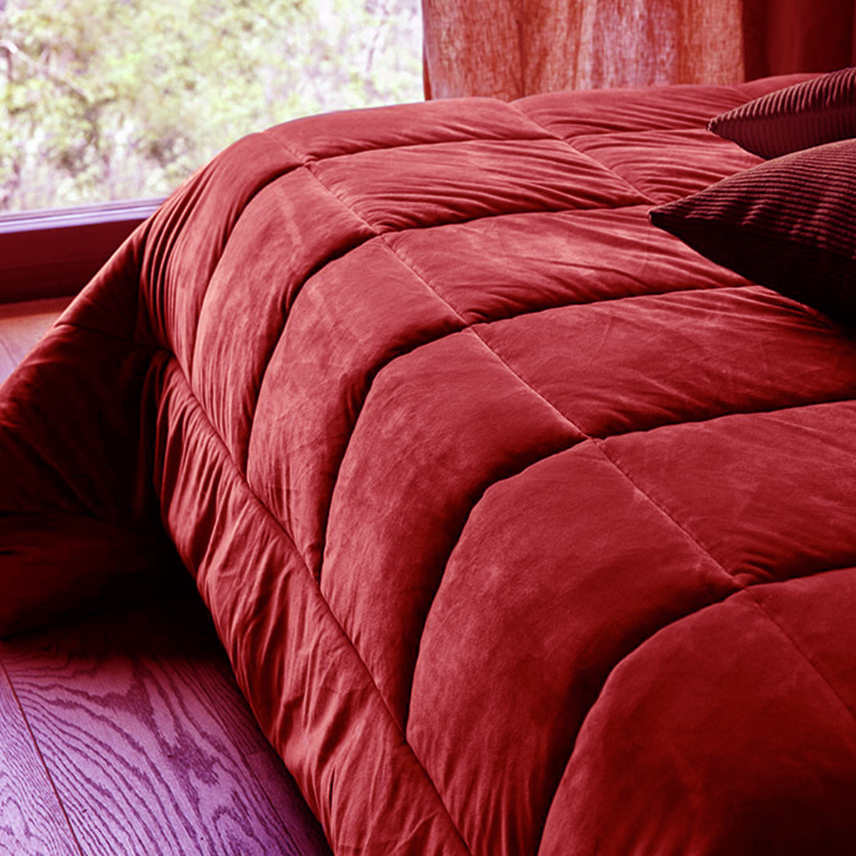 Moki red bedspread - 260 x 240 cm