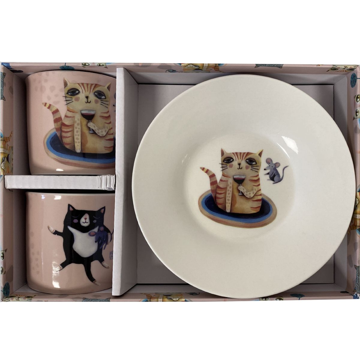 Set of 2 cups and 2 saucers Allen Desings - Crasy Cat