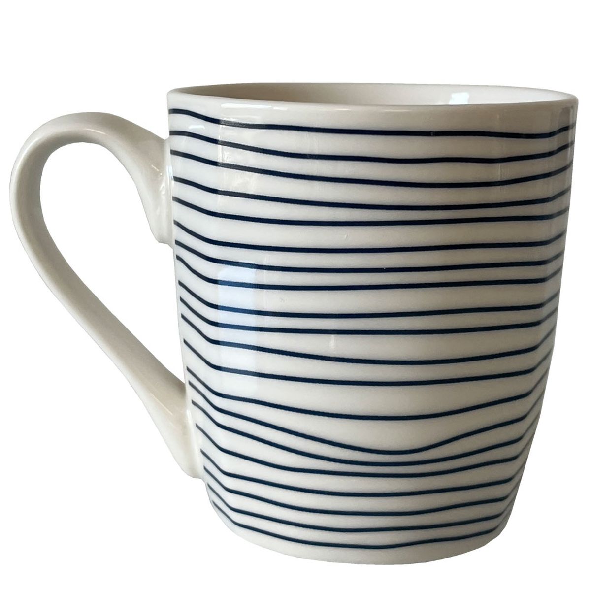 White ceramic striped cat mug in gift box