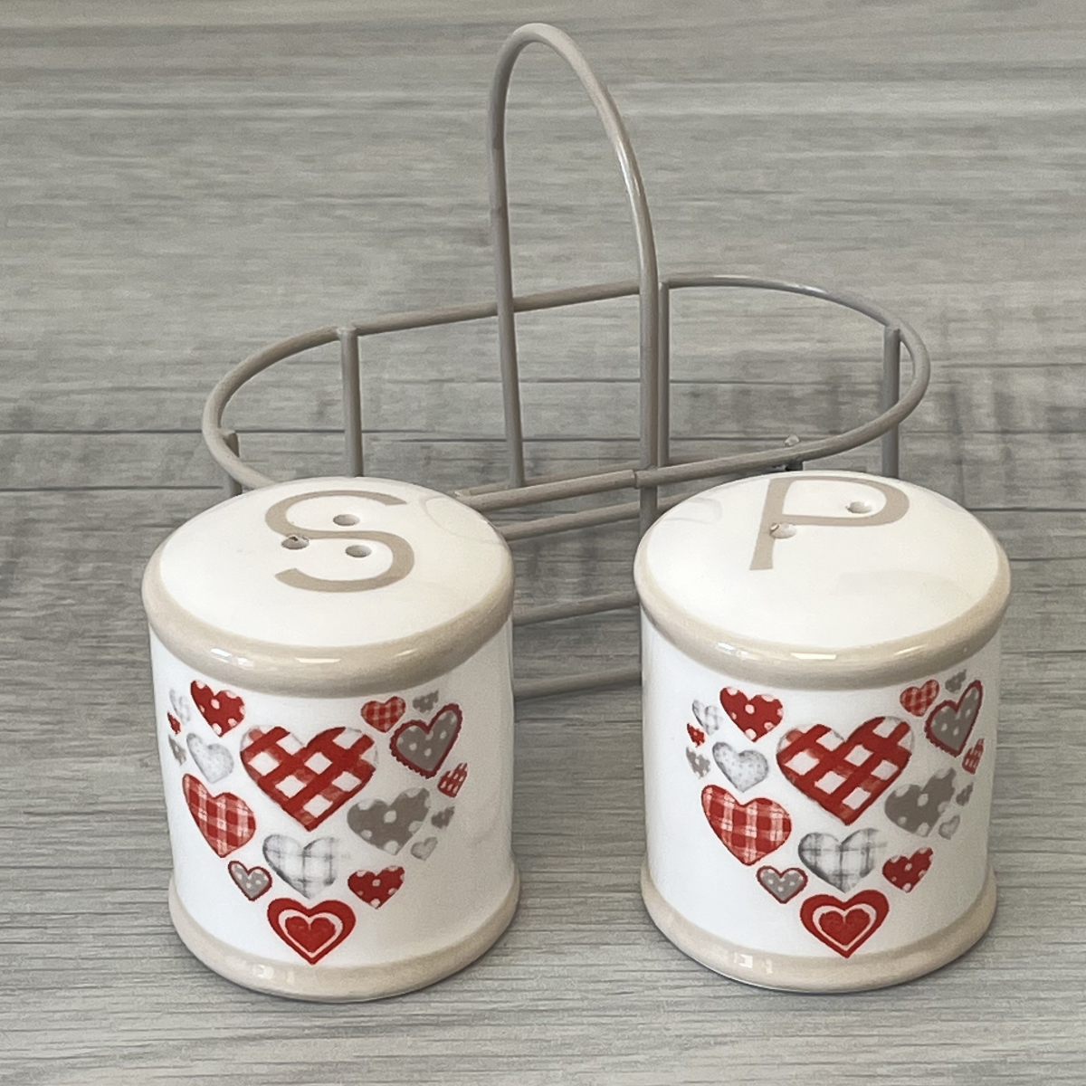 Ceramic Salt and Pepper Set with Small Basket