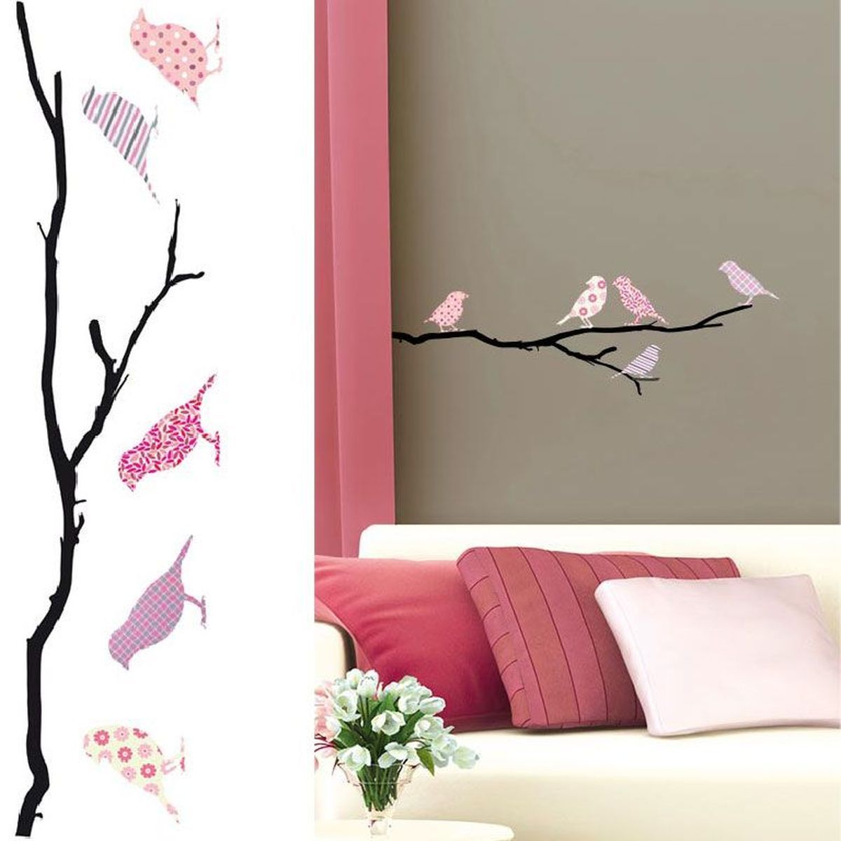 Branch and Birds stickers 20 x 70 cm