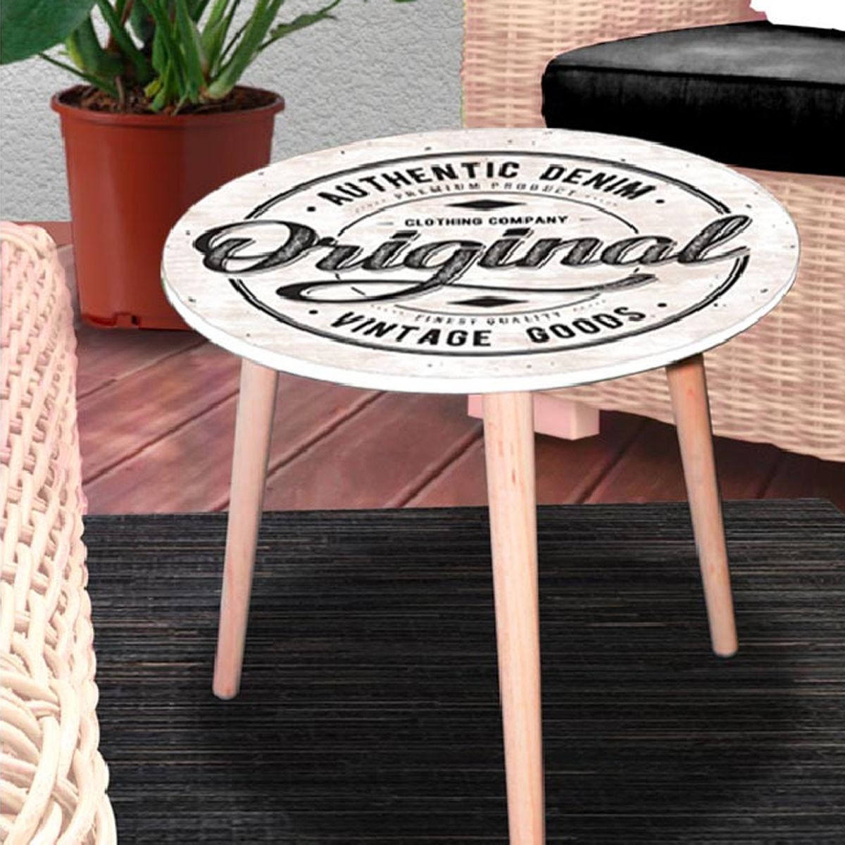 Authentic Denim round side table