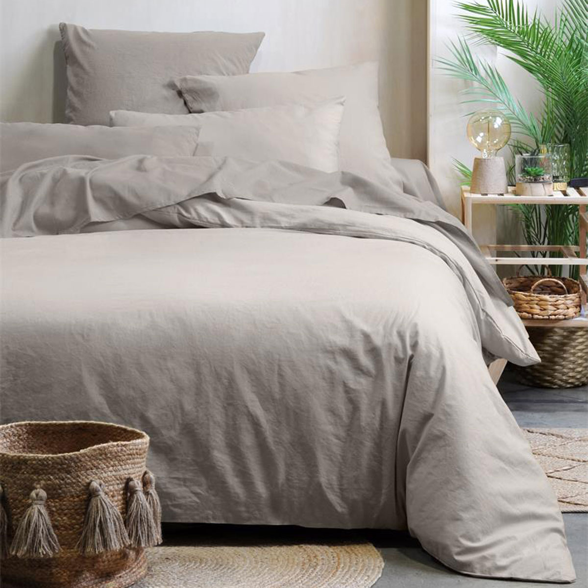 Organic cotton fitted sheet - Color Linen - Size 140 x 190 cm