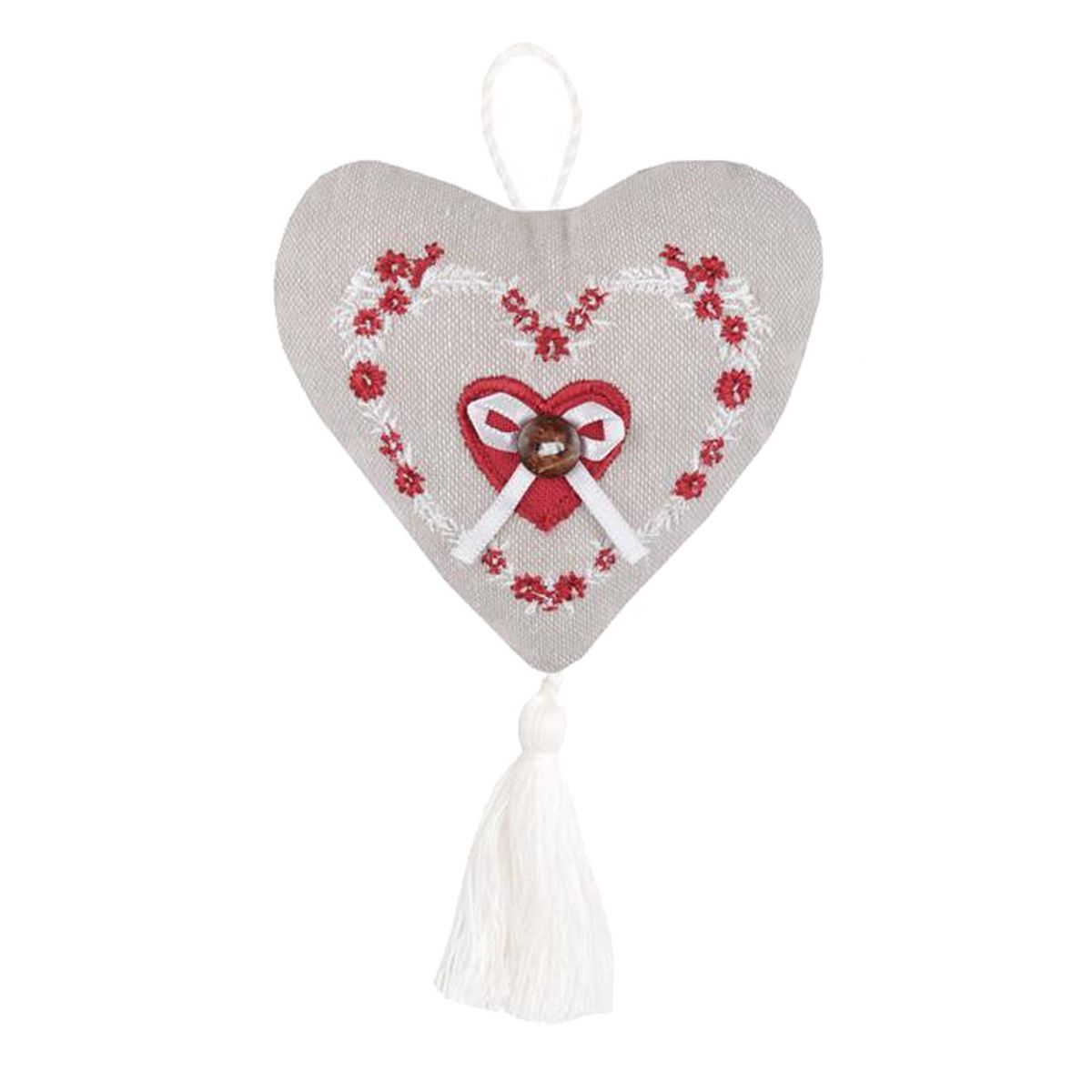 Set of 2 decorative cotton hearts to hang 10 cm - PAULINE