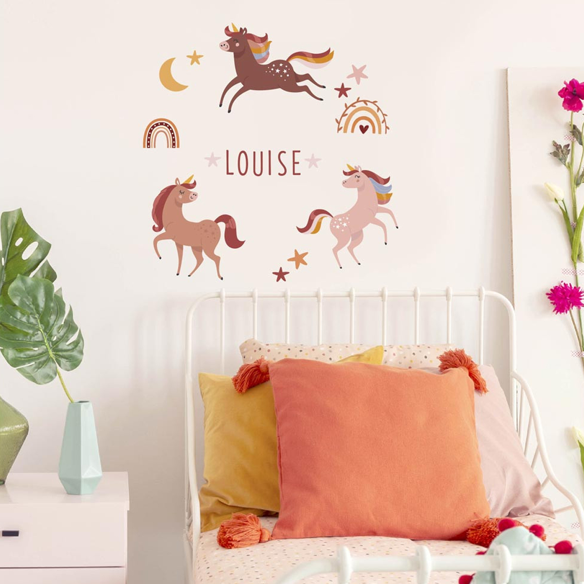 Children's wall sticker with name - Unicorns