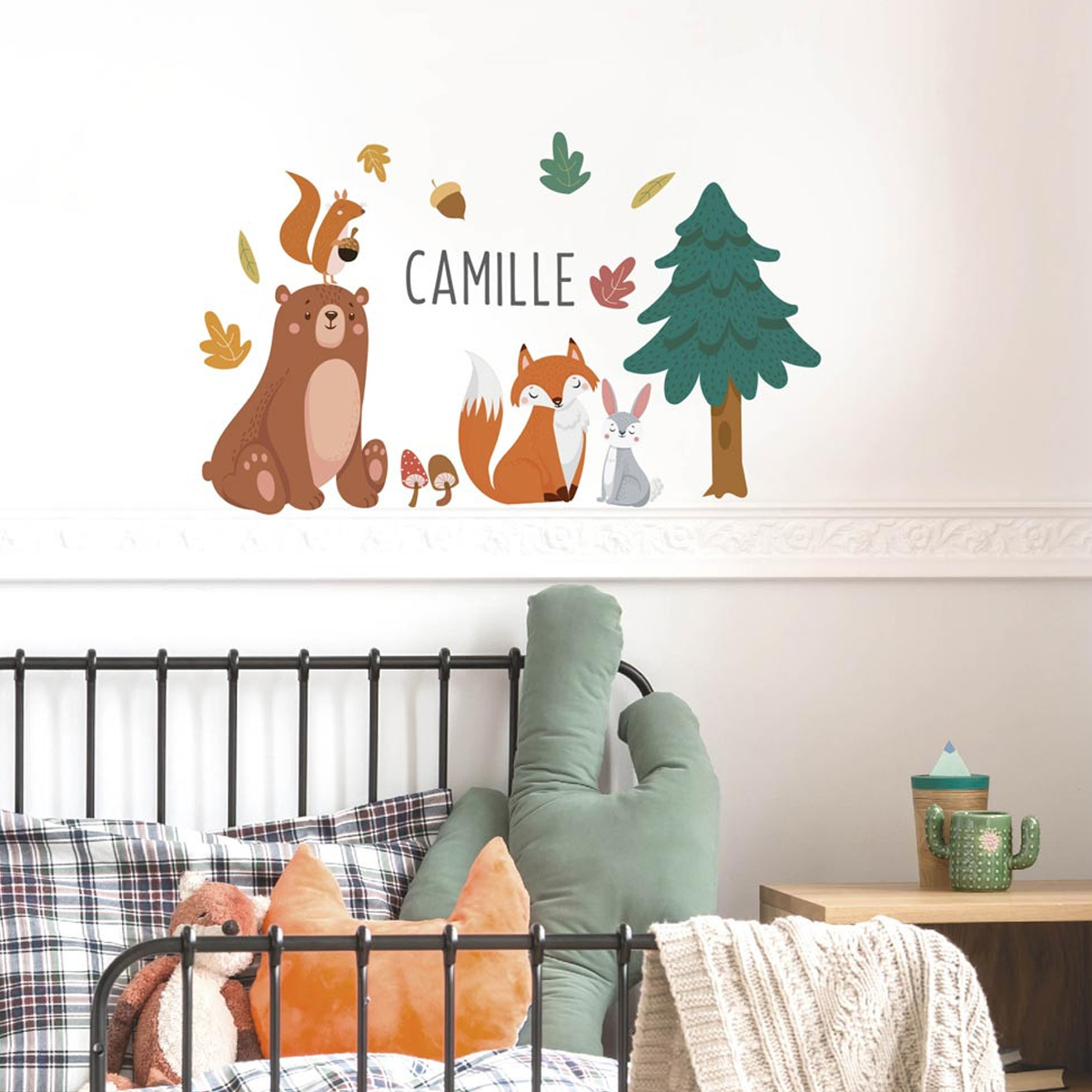 Children's wall sticker with name - Forest Animals