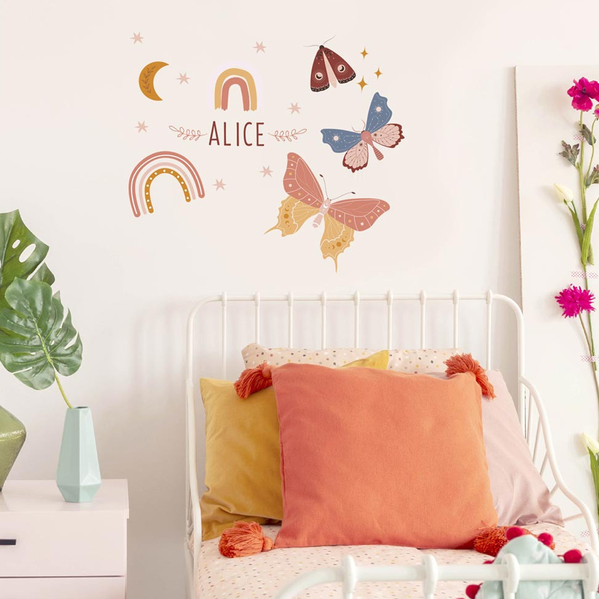 Children's wall sticker with name - Butterflies