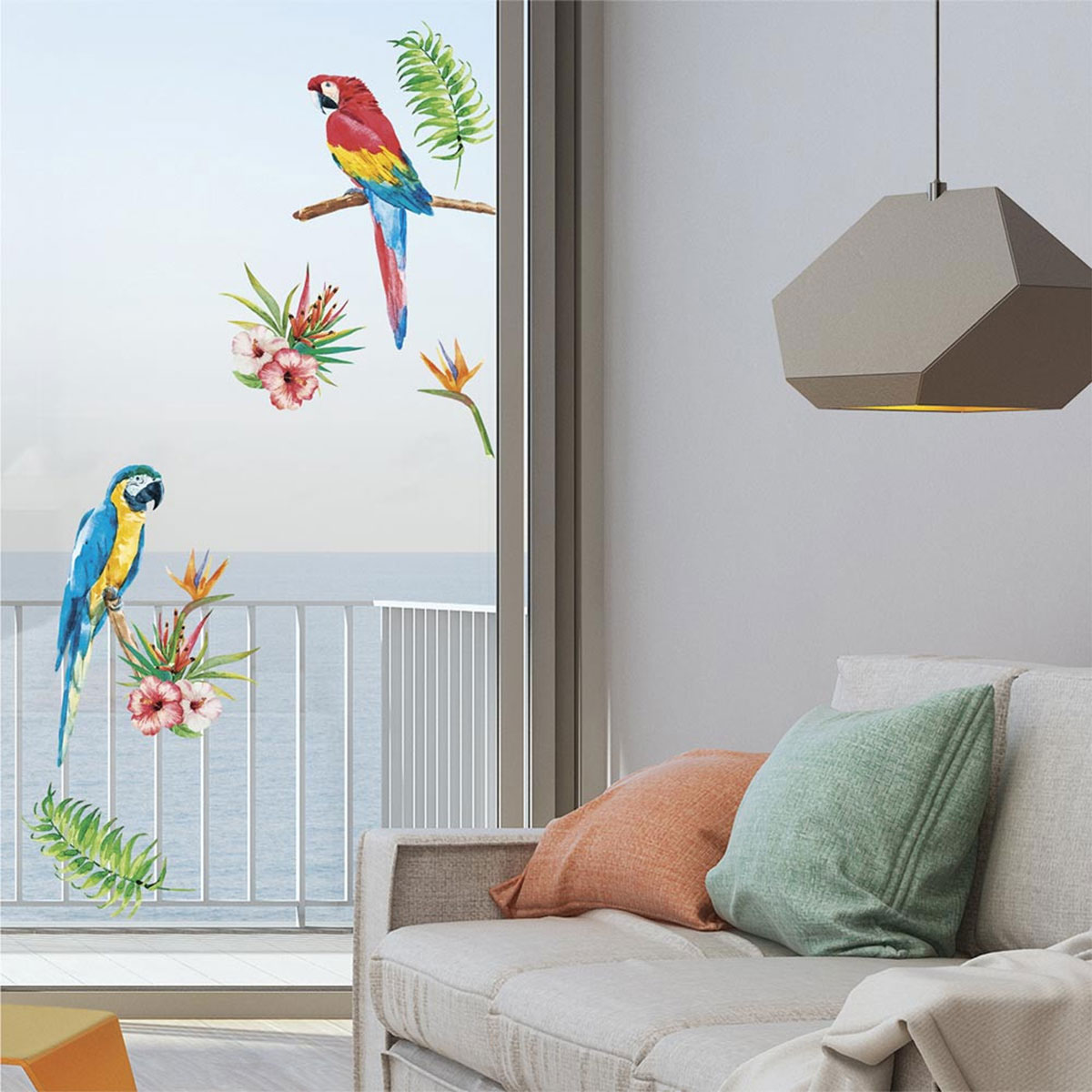 Window stickers parrots