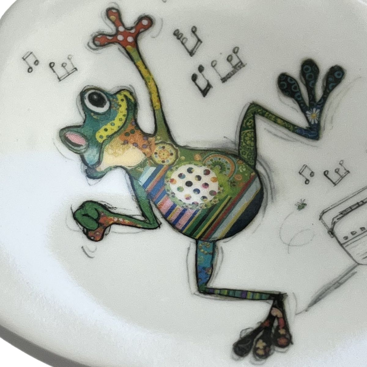Jane Crowther Bug Art Ziggy Frog saucer for tea bag