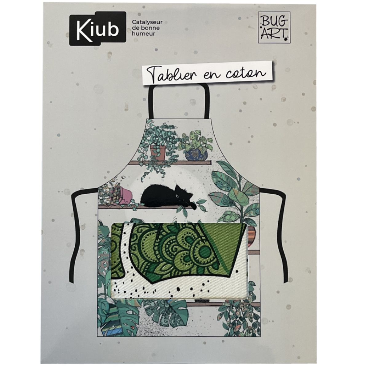 Adult cotton apron Kitten in the plants by Kiub