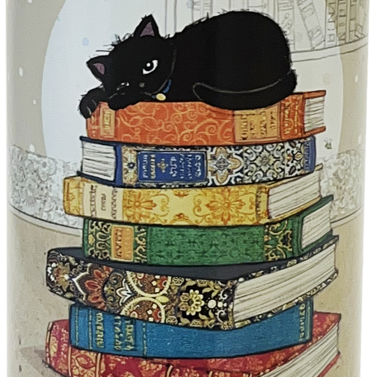 Kitten on books isothermic stainless steel bottle