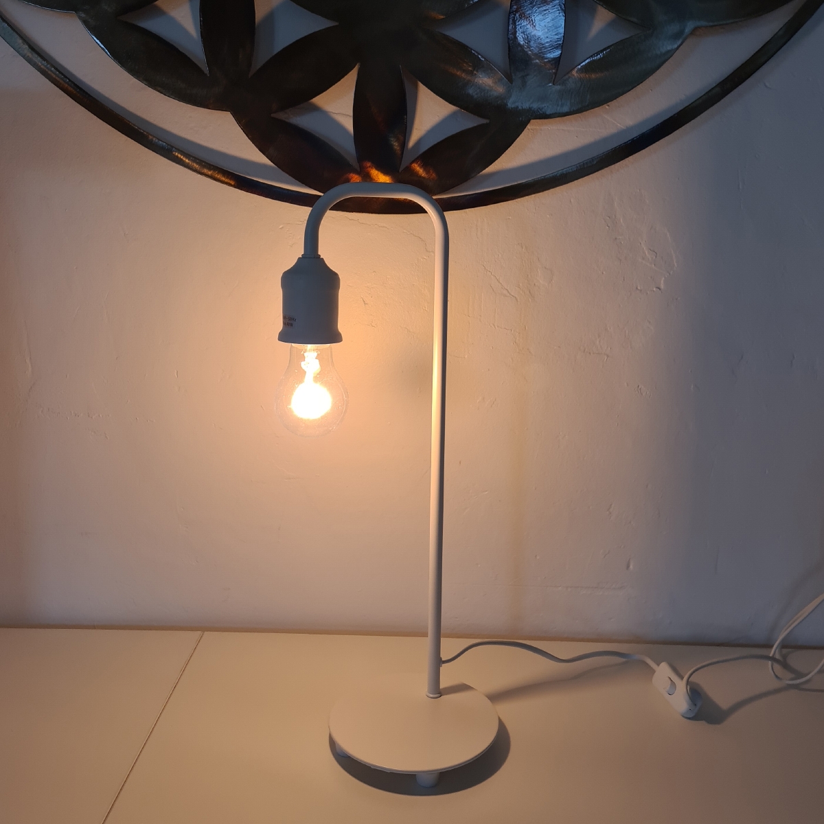 White metal table lamp