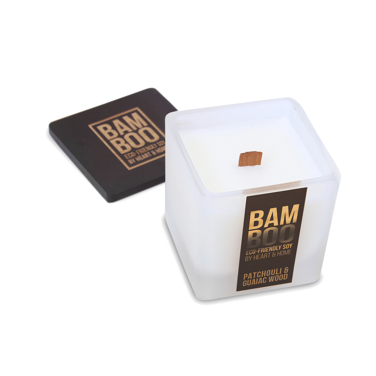 Heart and Home Bamboo candle Patchouli and Guaiac Wood