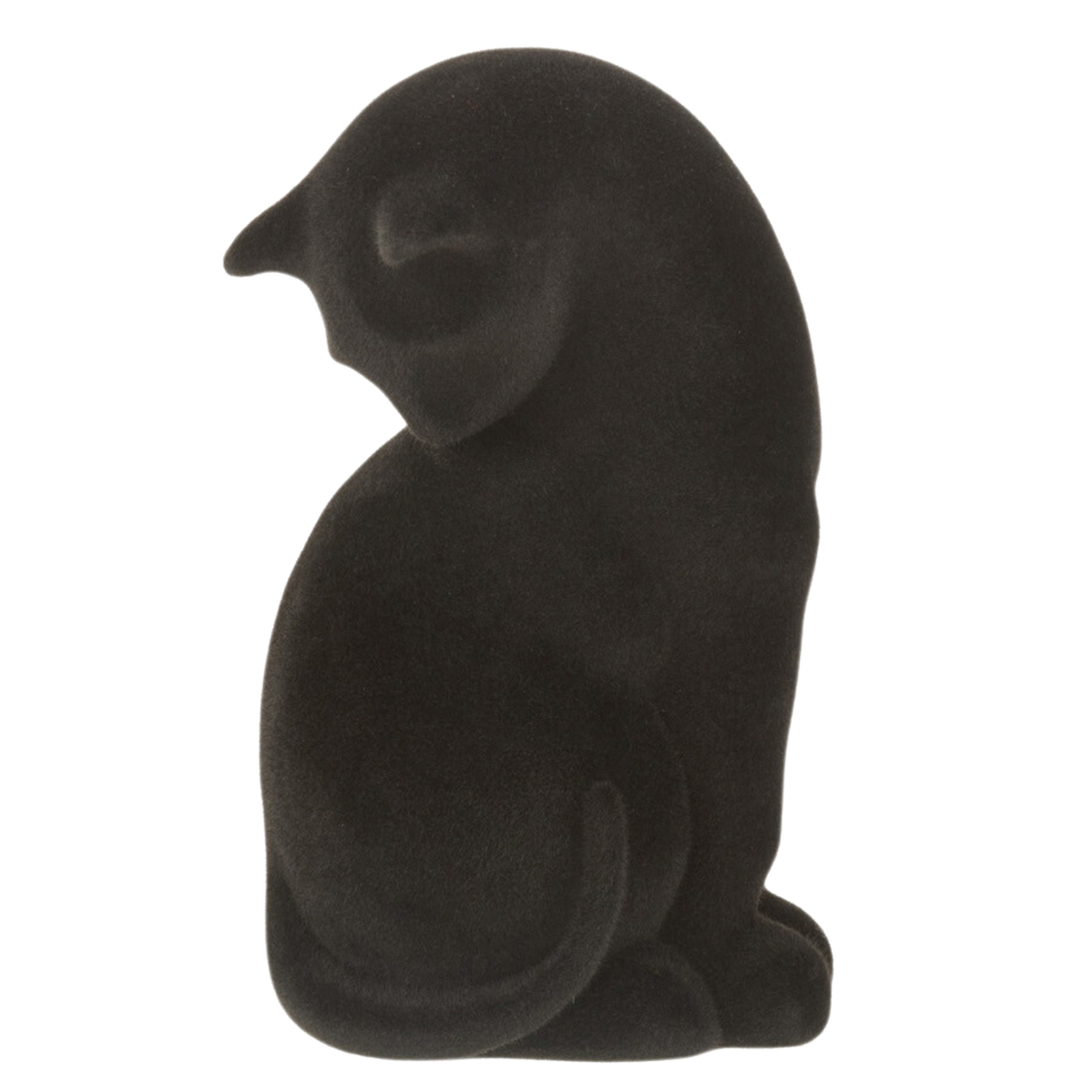 Cat bookend in black velvet resin