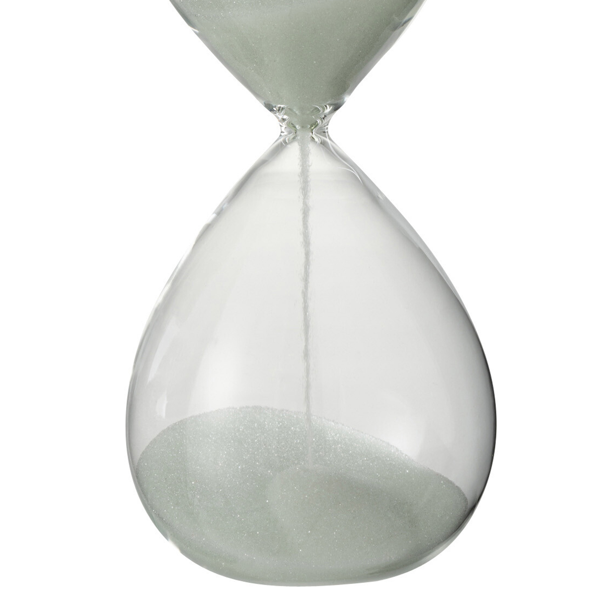Decorative hourglass in glass and white sand