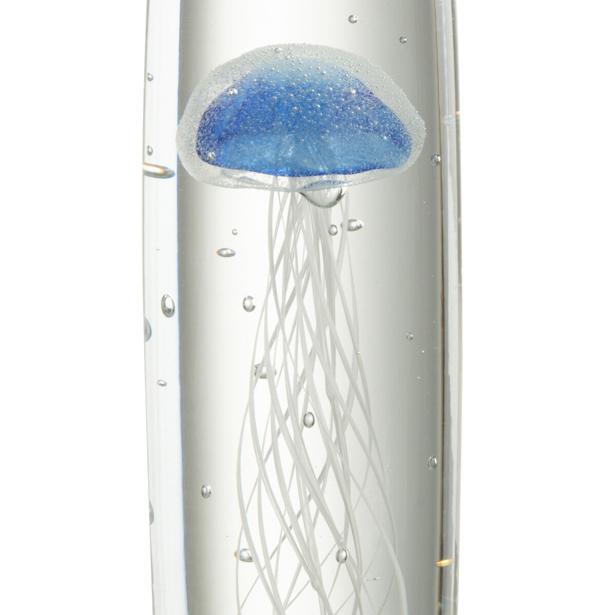Blue jellyfish glass paperweight 17 cm