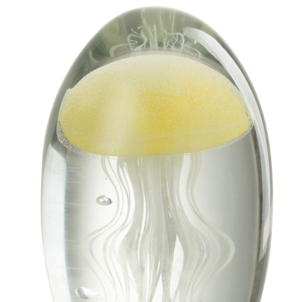 Jellyfish yellow glass paperweight 13 cm