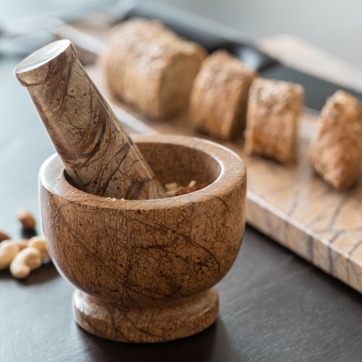 Marble mortar and pestle